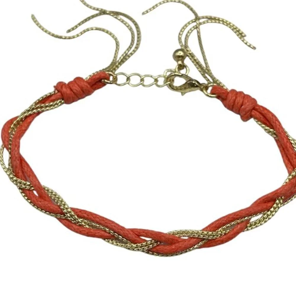 Minicci Boho Gold Tone Nylon Thread Beaded Chain Bracelets